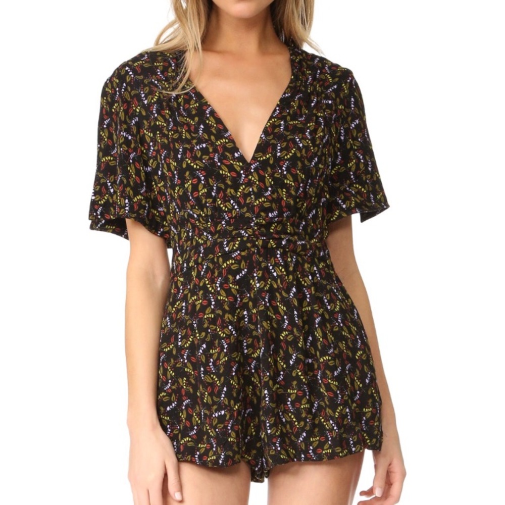 Free People Meet Virginia Romper Black Floral